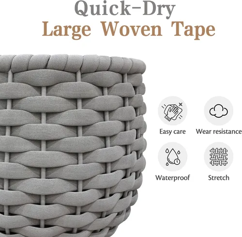 Vista 5 de Juego de 4 piezas de sofá de aluminio para exteriores e interiores, juego de muebles de patio moderno con cojín suave y mesa auxiliar para balcón