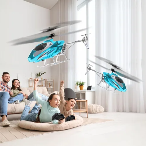 Vista 3 de VATOS Helicóptero RC para niños, helicóptero de control remoto de 2.4G con luz LED para niños de 12 años en adelante, altura fija, despegue con una
