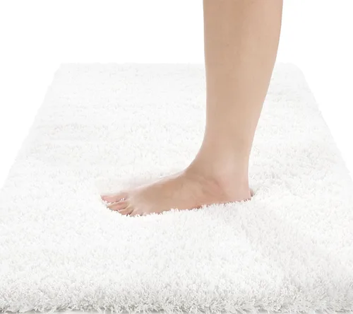 Vista 50 de Yimobra Alfombras de baño en negro y blanco antideslizantes lavables, tapetes de baño ultra suaves y absorbentes de agua, alfombra de ducha suave