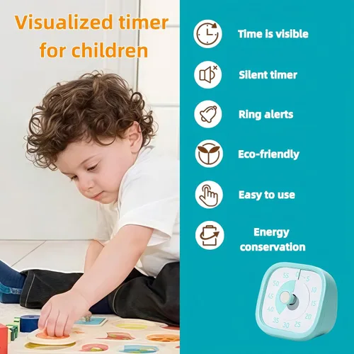 Vista 6 de Temporizador visual para niños, temporizador de tiempo, temporizador de 60 minutos para niños para aula, oficina en casa, temporizador de cuenta