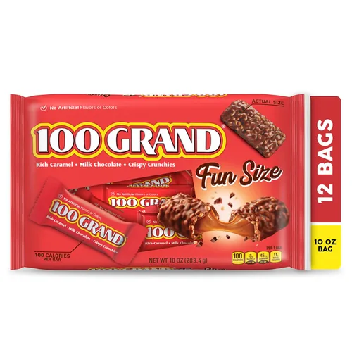 Vista 9 de 100 Grand Barras de chocolate con leche crujiente con caramelo, de tamaño completo envueltas individualmente, 1.5 oz cada una, caja a granel de 18