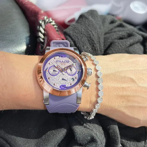 Vista 6 de MULCO Watch for Women, M10 Namaste - Analog Quartz, Stainless Steel, Pearl Finishing Dial with Rose Gold Accents and Silicone Band