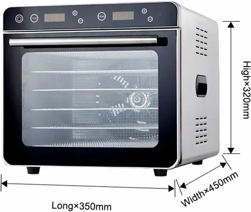 Vista 3 de Deshidratador de alimentos con 6 bandejas, 700 W, eléctrico, de acero inoxidable, con ventana de visualización de vidrio templado, para carne seca