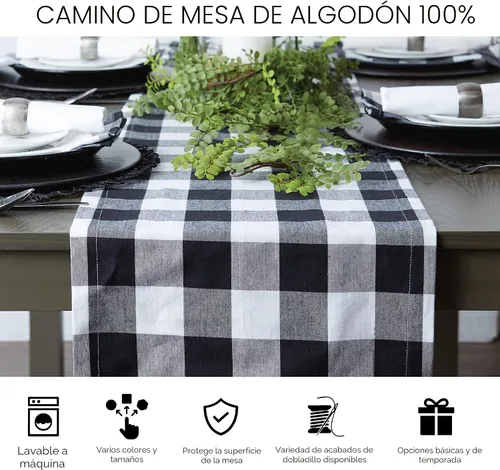 Vista 9 de DII Farmhouse - Camino de mesa trenzado a rayas, 15 x 72, piedra