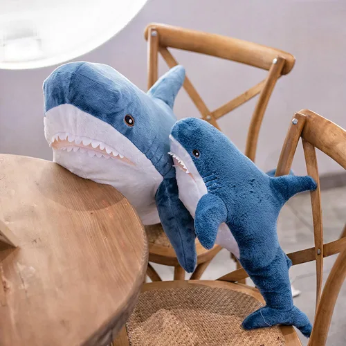 Vista 5 de XIYUAN Almohada de peluche de tiburón de 23.6 pulgadas, almohada de tiburón suave y linda, almohada de juguete de tiburón grande, almohada