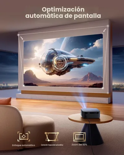 Vista 5 de 【1200 ANSI/Google TV/Compatible con 4K】Proyector inteligente con WiFi y Bluetooth, proyectores de películas para exteriores y hogar con control