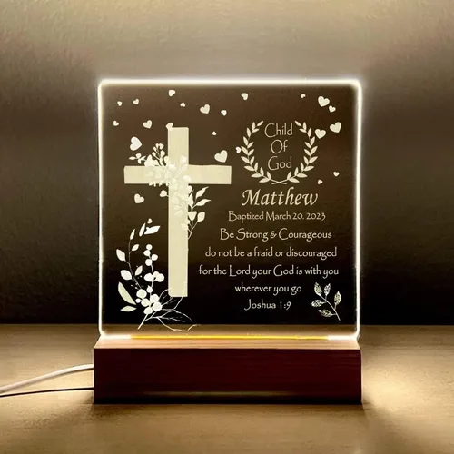 Vista 9 de Luz nocturna personalizada para niños, regalos de bautismo religioso, regalos de bautizo, regalo de dedicación, luz nocturna para guardería, luz