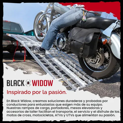 Vista 5 de Porta bicicleta/motocicleta Black Widow amc-400 gancho montado deportivo Roll-on / off, self-storing ramp, anti-wobble, youth bike adapter, car