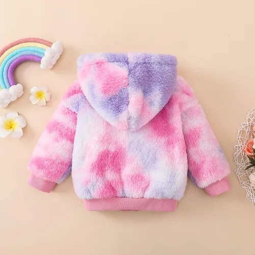 Vista 9 de MIEKISA Chaqueta con capucha para bebés y niñas, ropa de abrigo con cremallera teñida