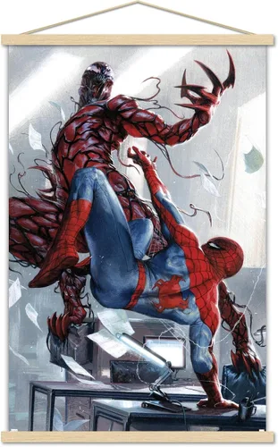 Vista 16 de Trends International Marvel Comics Carnage - Póster de pared de batalla con Spider-Man, 14.725 x 22.375 pulgadas, versión enmarcada de madera