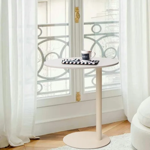 Vista 4 de Mesa auxiliar de sofá con parte superior de mármol, base de hierro robusta con elegante diseño redondo para sala de estar y dormitorio, fácil