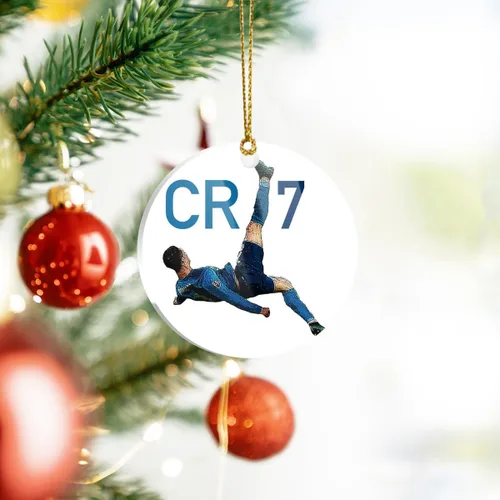 Vista 3 de Adornos de árbol de Navidad Ronaldo acrílico de decoraciones Cristiano Navidad y decoración Cr7z adorno para vacaciones, fiestas, eventos