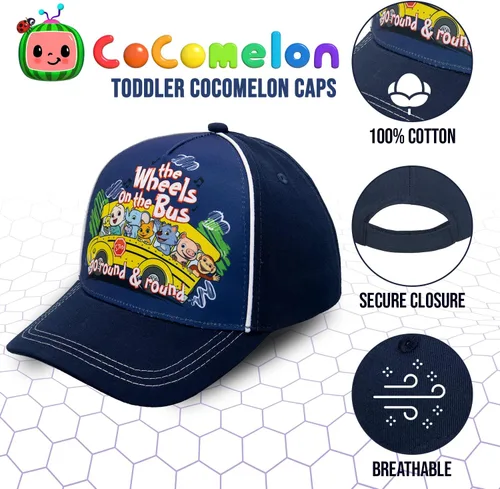Vista 2 de CoComelon Gorro de béisbol de algodón, ajustable y ligera para niños pequeños