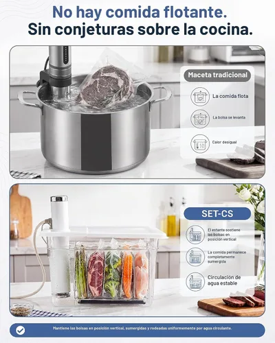 Vista 3 de EVERIE Contenedor Sous Vide de 12 cuartos de galón con tapa de bisagra y rejilla Sous Vide compatible con Breville Joule