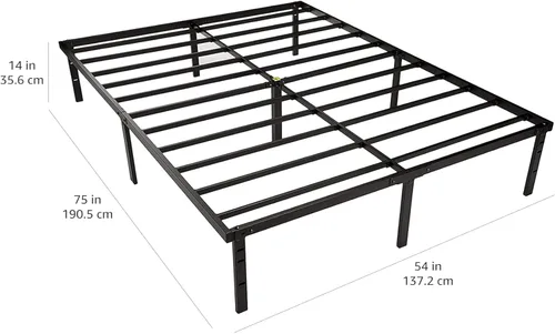 Vista 2 de Amazon Basics - Base para cama robusta y antideslizante de plataforma de tamaño completo con almacenamiento, soporte de listones de acero, sin