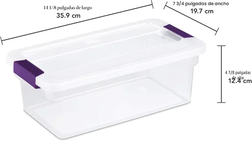 Vista 3 de Sterilite Caja de almacenamiento con cierre de 6 cuartos de galón ClearView, contenedor apilable de plástico con tapa de cierre, contenedor