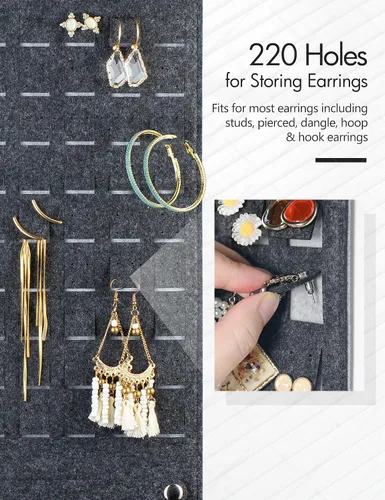Vista 4 de Oaque Organizador de aretes colgantes soporte de pared para aretes soporte de pared de fieltro para almacenamiento de aretes organizador de joyas