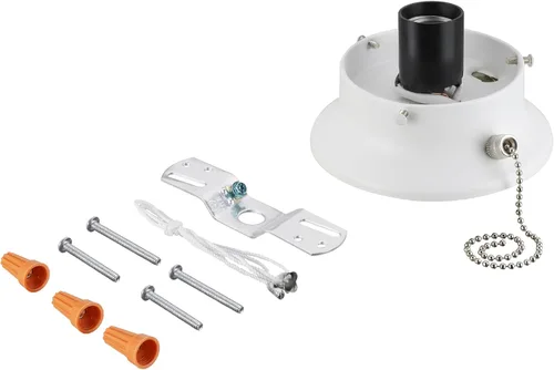Vista 5 de Aspen Creative 22101-06-1 Kit de soporte de techo de montaje empotrado con interruptor de cadena de encendido/apagado en acabado de latón cepillado