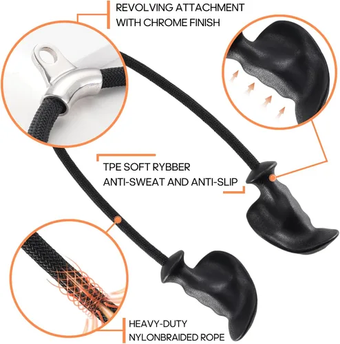 Vista 2 de Cuerda de tríceps con asas ergonómicas, cuerda de tríceps para sistema de poleas de máquina de cable, accesorios de gimnasio en casa