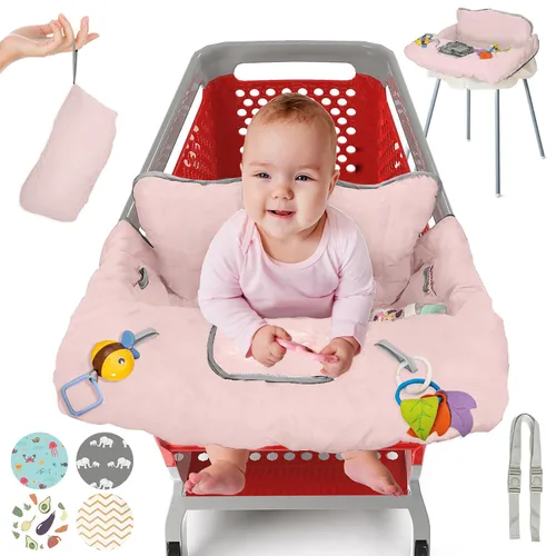 Vista 12 de PILLANI Asiento de carrito de compras para bebé, funda de silla alta para asiento de restaurante - Funda de carrito de comestibles para bebé niña