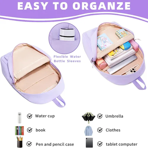 Vista 67 de LOIDOU Mochila para adolescentes y niñas, mochila escolar con lonchera y estuche para lápices, juego de bolsas escolares 3 en 1