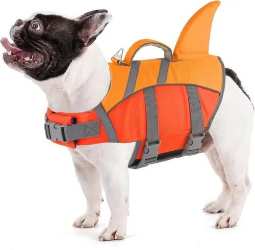 Vista 23 de Doglay Chaleco salvavidas para perro, chaleco salvavidas de tiburón Camuflaje azul-tiburón