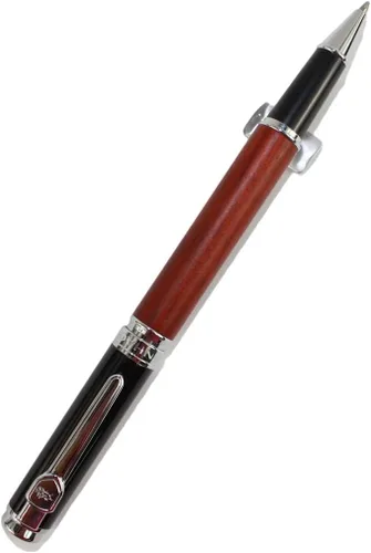 Vista 2 de Gullor Noble Jinhao 8802 bolígrafo de madera roja con tapa negra