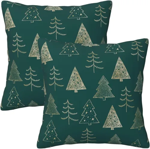 Vista 22 de Juego de 2 fundas de almohada de árbol de bosque natural, fundas de almohada de algodón de 16 x 16 pulgadas, fundas de almohada de algodón