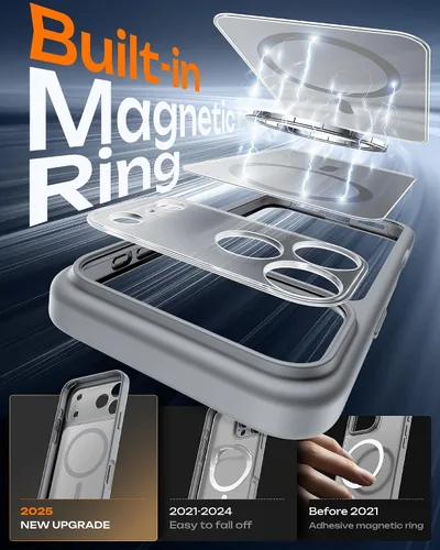 Vista 687 de TOCOL Funda para iPhone 11, compatible con Magsafe, protección completa de cámara, imanes integrados, protección contra caídas, funda translúcida