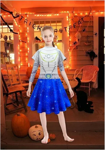 Vista 5 de ZIVANTO Vestido de disfraz para niñas de Zombies Alien de 4 a 12 años