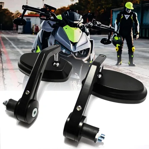 Vista 9 de Espejos de extremo de barra – Universal 7/8 estándar azul lente retrovisor flecha lateral compatible con Sportster 883 Street Bike Dirt Bike chopper