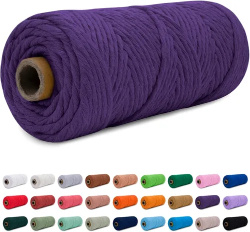 Vista 24 de CAMAL Cordón de macramé de 0.157 in x 109 yardas (328.1 ft), cuerda de algodón de color para tejer, manualidades, colgar en la pared, proyectos