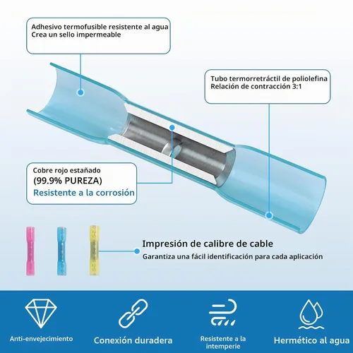 Vista 5 de Conectores de Empalme Termorretráctiles, 200 Piezas 12-10 AWG Amarillos Conectores de Cable Eléctrico Impermeables Grado Marino Automotriz