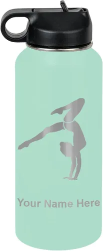Vista 66 de LaserGram Botella de agua personalizada, soporte de mano de gimnasta, acero inoxidable de doble pared aislada al vacío con popote superior, regalo