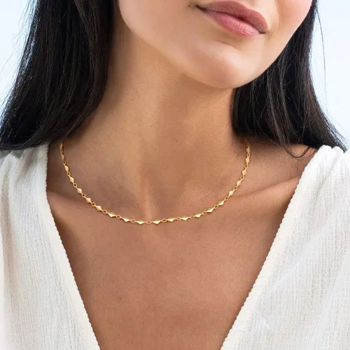 Vista 6 de Gargantilla de oro de 18 quilates, joyería delicada para mujeres de 16 pulgadas, con dije, cadena de eslabones