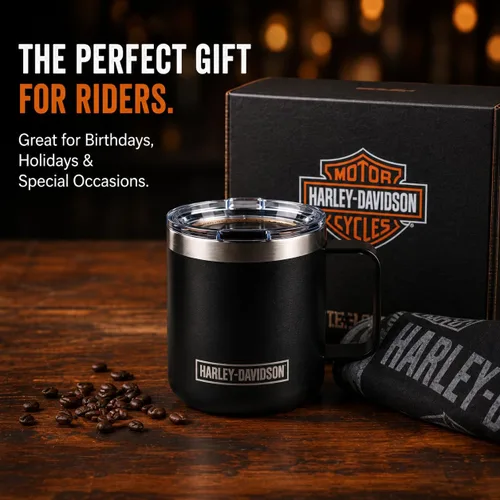 Vista 3 de Harley-Davidson Taza de café de viaje taza de acero inoxidable con protector de barra de tapa