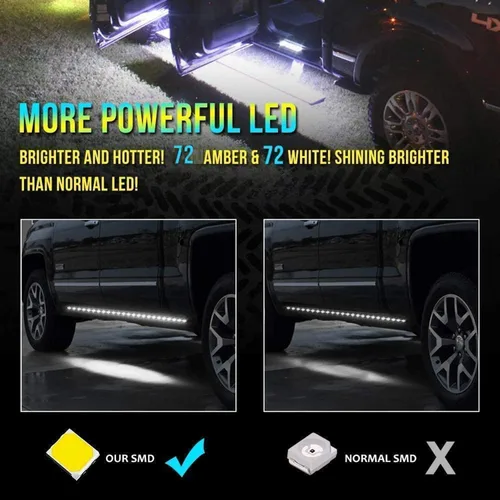 Vista 8 de SOCAL-LED LIGHTING Tira de luz LED para estribo de camión DRL, patada lateral conmutada de 60" (150cm) 12V, luces de giro intermitentes secuenciales