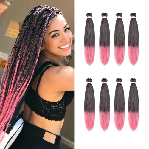 Vista 18 de 8 paquetes de extensiones preestiradas - 16 pulgadas de cabello trenzado premium, 55G/paquete, sin picazón, fijación en agua caliente, textura Perm