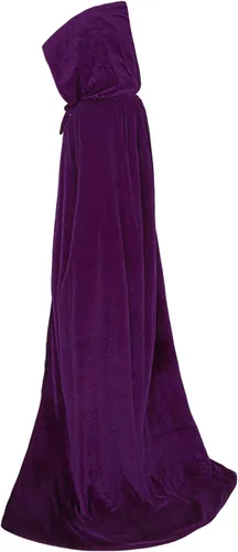 Vista 5 de Capa de terciopelo reversible con capucha forrada con satén renacentista, medieval, Halloween, Navidad, cosplay