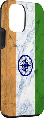 Vista 3 de iPhone 12 mini bandera de la India y fondo elegante - Funda del orgullo indio