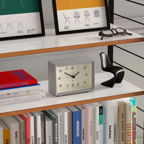 Vista 5 de NEWGATE Henry - Reloj de escritorio, diseño rectangular contemporáneo, gris elegante, fácil de leer, estilo moderno para escritorio, mesa, estante