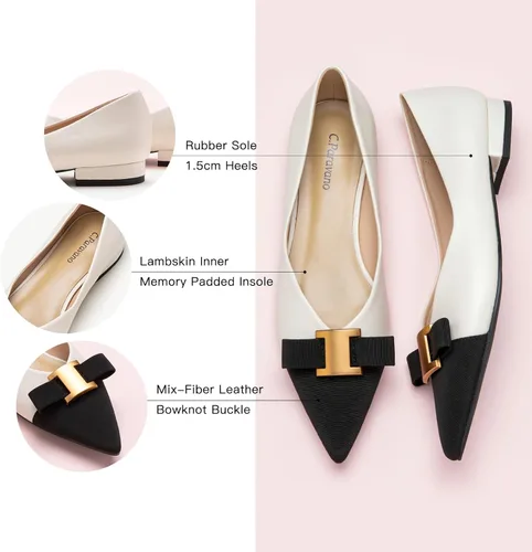 Vista 4 de C.Paravano Zapatos planos para mujer I Flat para mujer de cuero I puntiagudo I zapatos planos de ballet para mujer I Slip on Dressy Flats