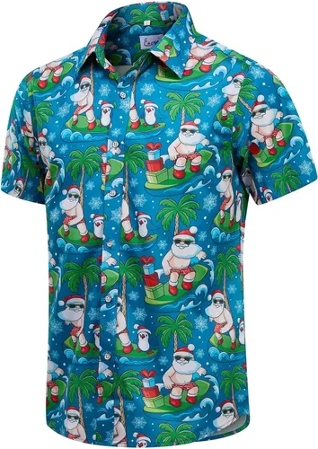 Vista 29 de EUOW - Camisas hawaianas para hombre de manga corta con botones, estampadas para la playa y el verano