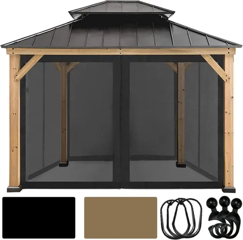 Vista 15 de Coastshade Panel de toldo de pérgola de repuesto para pérgola de 8 pies, paneles de privacidad para cenadores con 10 anillos de cortina y ganchos