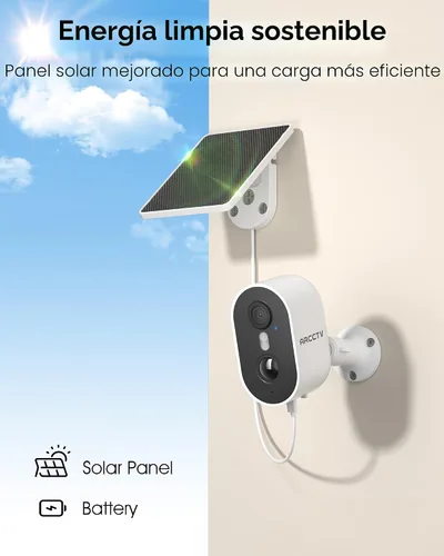 Vista 2 de ARCCTV Cámara de seguridad solar inalámbrica al aire libre 4MP Cámara WiFi con energía solar