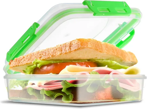 Vista 8 de Tafura Recipientes y cajas para sándwiches de alta calidad, sin BPA, para loncheras, duradero y reutilizable, soporte para sándwiches para mayor