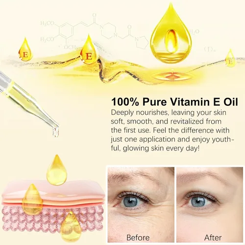 Vista 4 de flasture Aceite de vitamina E 75,000 UI – Vitamina E natural 100% pura para piel, cara, cabello, cicatrices – Aceite corporal hidratante profundo