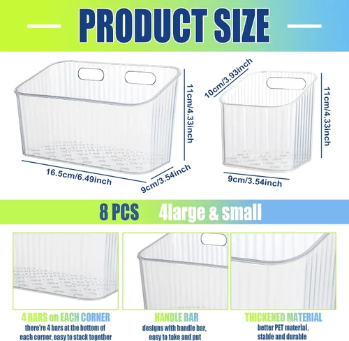 Vista 2 de SiliFine Organizador de almacenamiento de 8 piezas para montar en la pared, cesta organizadora transparente apilable para colgar, organizador