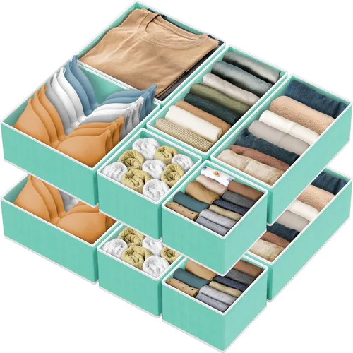 Vista 19 de Simple Houseware Organizador de cajones de ropa interior para lencería, ropa interior, brasier, bragas, calcetín, mameluco, juego de 6, gris