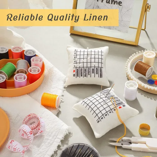 Vista 3 de 2 piezas de cojín de lino para máquina de coser, accesorios de cojín de alfiler grande